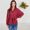 Anna-Kaci Women's Button-Up Shirt with Belted Waist and Utility Pockets - image 4 of 4