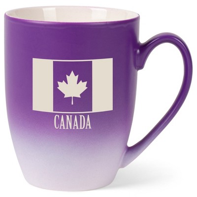 Elanze Designs Canada Canadian Flag 12 Ounce Ceramic Laser-Etched Engraved Drinkware Mug, Purple and White Ombre