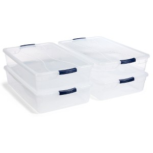 Rubbermaid Cleverstore Clear Latching Stackable Plastic Storage Tote Containers with Lids for Home and Office Organization - 1 of 4