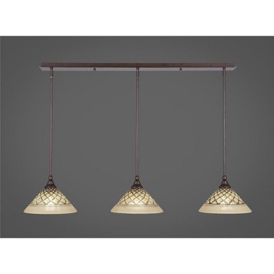 Toltec Lighting Any 3 - Light Chandelier in  Bronze with 10" Chocolate Icing  Shade