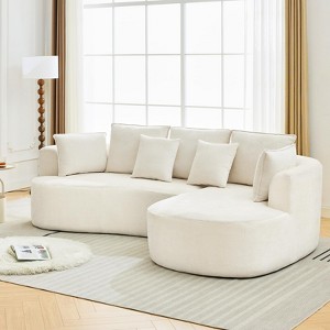 ODK 106 Inch L-Shaped Curved Cloud Sectional Couch with Chaise, Boneless Corduroy Couch, Modern Modular Upholstered Sofa, for Living Room,Apartment - 1 of 4