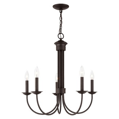 Estate Bronze 5-Light Classical Chandelier with Candelabra Base