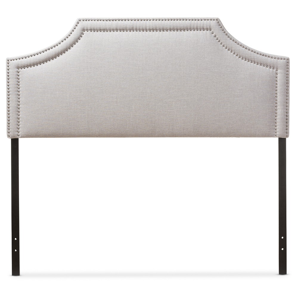 Photos - Bed Frame Full Avignon Modern Fabric Upholstered Headboard Grayish Beige - Baxton Studio: Wood Composite Frame, Polyester Fill, Spot C