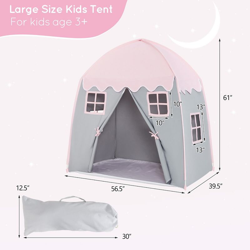 Costway Kids Play Tent Girls Boys Princess Castle Portable Indoor Outdoor Playhouse, 4 of 10