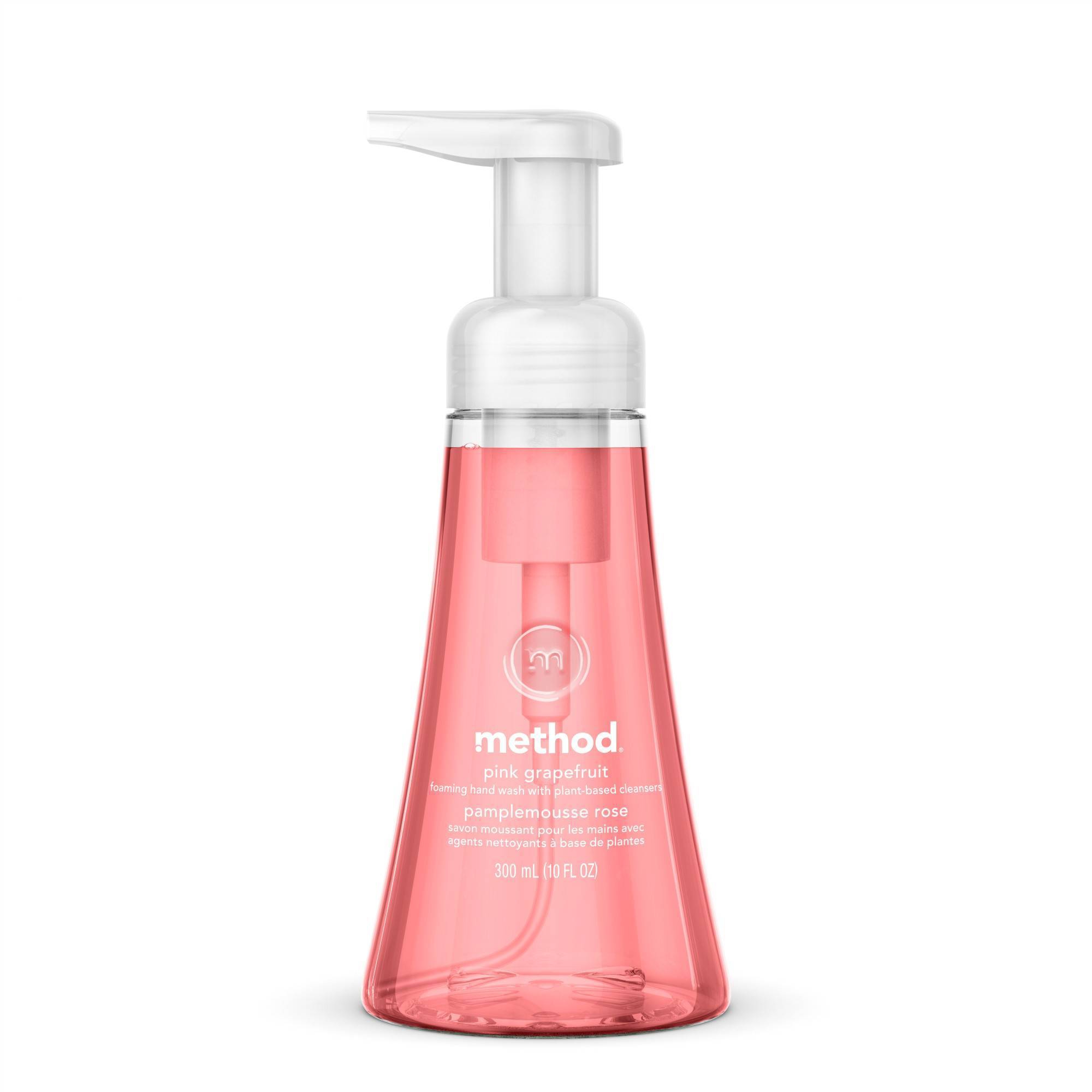 Method Foaming Hand Soap - Pink Grapefruit - 10 fl oz: Ethyl Alcohol-Free, Contains Aloe, Paraben-Free, Pump Bottle