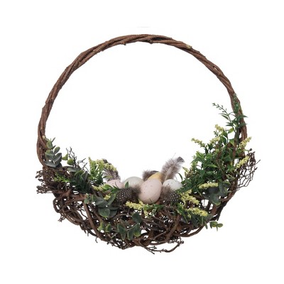 Transpac Easter Twig and Robins Egg Wreath for Home Decorations Perfect for Spring and Easter Celebrations