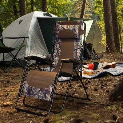Camouflage Zero Gravity Steel Frame Outdoor Lounger with Armrests