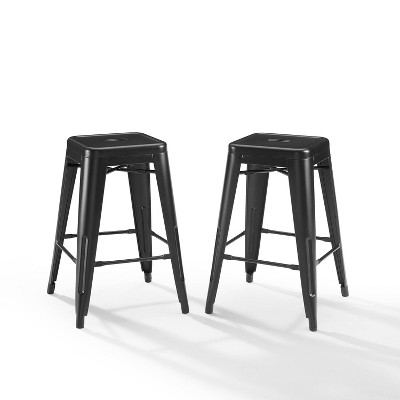 Set of 2 24" Amelia Counter Height Barstool Matte Black - Crosley