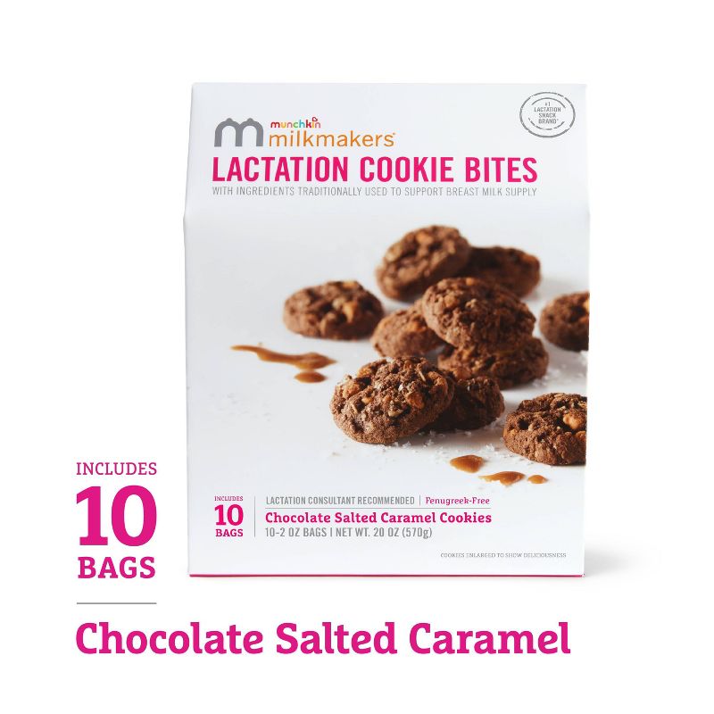 Munchkin Milkmakers Lactation Cookie Bites - Chocolate Salted Caramel - 20oz/10ct, 3 of 7