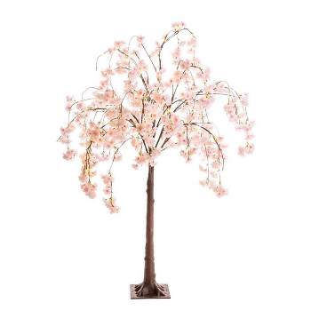 Plow & Hearth - Small Lighted Faux Weeping Cherry Tree Home Decor - Use Indoors or Outdoors