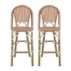 TOAOTBNBOB Comfortable Barstools with Bamboo Finish, Kitchen Island Counter Height Bar Stool Set of 2, Modern Bar Chair with Wicker Wrappings, Red - 2 of 4