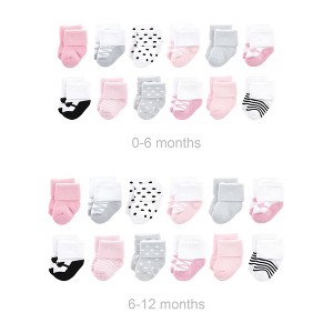 Luvable Friends Infant Girls Grow with Me Cotton Terry Socks, Pink Black Ballet, 0-6 and 6-12 Months - 1 of 2