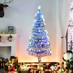 Whisen 5FT Prelit Artificial Christmas Tree with Realistic Branches, LED Lights, Fiber Optics and 180 Tips - Antique Blue - 1 of 4