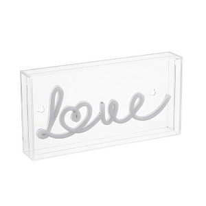 11.88" x 5.88" Love Contemporary Glam Acrylic Box USB Operated LED Neon Light Red - JONATHAN Y: Heart-Shaped Wall Decor - 1 of 4