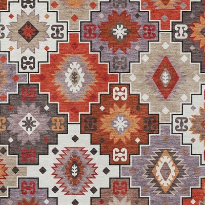HomeRoots 5' X 8' Rust Lavender And Ivory Southwestern Washable Indoor Outdoor Area Rug