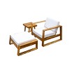 Durable Acacia Wood Outdoor Lounge Set with Plush Cushions, Weather-Resistant Design, and Side Table for Patios & Gardens-Coolbibila - 3 of 4