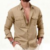 Men's Multi-Pocket Long Sleeve Shirt Jacket - Casual Button Down Collar Overshirt for Outdoor & Daily Layering - 4 of 4