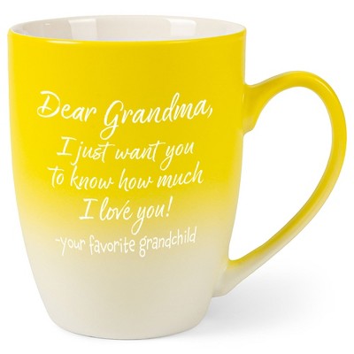 Elanze Designs Grandma I Love You Two Toned Ombre Matte Yellow and White 12 ounce Ceramic Stoneware Coffee Cup Mug