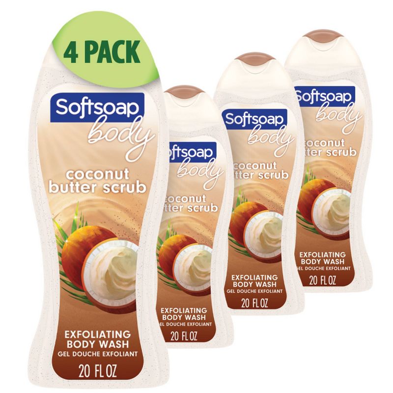 Softsoap Body Wash Coconut Butter Scrub - 20 fl oz/4ct, 1 of 9