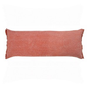 HomeRoots 14" X 36" Rose Pink Stonewashed Cotton Throw Pillow With Fringe - 1 of 4