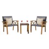 Set 3 Pieces with Wood Grain Aluminum Wicker Padded Porch Chairs,Coffee Table,Outdoor Conversation Set with Beige Sunbrella Pillows - 2 of 4