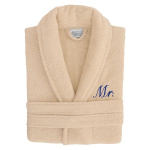 Linum Home Textiles 100% Turkish Cotton Embroidered ''Mr.'' Terry Bathrobe - 1 of 3