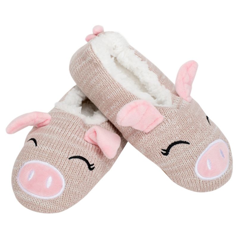 Pink Pig Womens Animal Cozy Indoor Plush Lined Non Slip Fuzzy Soft Slipper - Large, 1 of 7