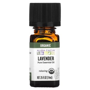 Aura Cacia Pure Essential Oil, Organic Lavender, 0.25 fl oz (7.4 ml) - 1 of 2