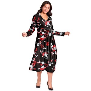 Avenue Women's Plus Size Fit And Flare Midi Dress - 1 of 2