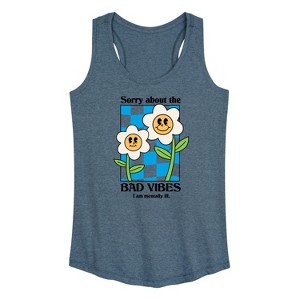 Women's - Instant Message - Sorry About Bad Vibes Graphic Racerback Tank - 1 of 4