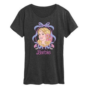 Women's - Barbie - Portrait Floral Coquette Bow Short Sleeve Graphic T-Shirt - 1 of 4