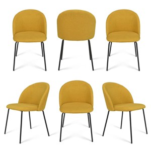 Set Of 6 Nano Upholstered Fabric Side Chair Black Leg -Maison Boucle - 1 of 4