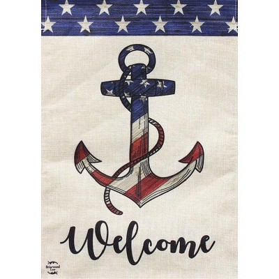 American Anchor Summer Burlap House Flag Patriotic Nautical 28