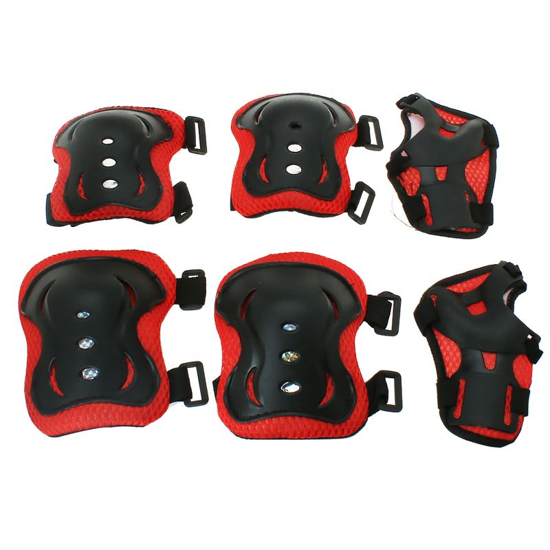 Unique Bargains Skating Bike Skateboard Sports Protective Palm Wrist Elbow Knee Support Brace Set Protective Pads Red Black 5.9" x 4.3", 5 of 9
