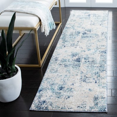 Blue Abstract Stain-Resistant Synthetic Area Rug 24" x 8"