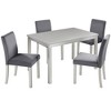 FONTOI 5-Piece Rectangular Wooden Dining Table Set with Upholstered Chairs and Crystal Edge Detailing for Modern Home Dining, Grey, 45.5"*28.5"*30" - 3 of 4