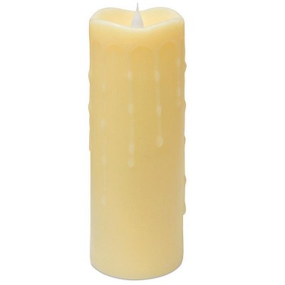 Melrose 9" Prelit LED Simplux Dripping Wax Flameless Pillar Candle with Moving Flame - Ivory