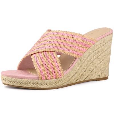 Allegra K Women's Espadrilles Wedges Slide Wedge Sandals