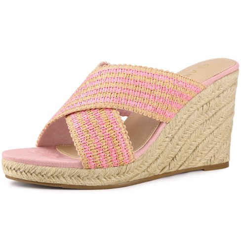 Braided Design Espadrille Wedge Slide Sandals