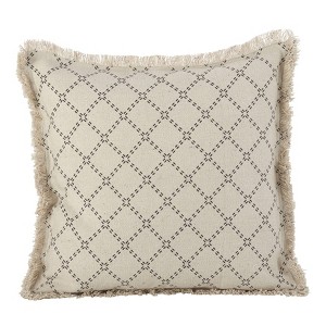 20"x20" Oversize Down Filled Fringed Diamond Square Throw Pillow - Saro Lifestyle - 1 of 3