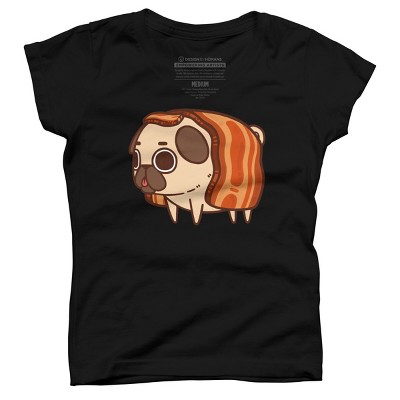 Girl's Design By Humans Puglie Bacon Strip By Puglie T-Shirt