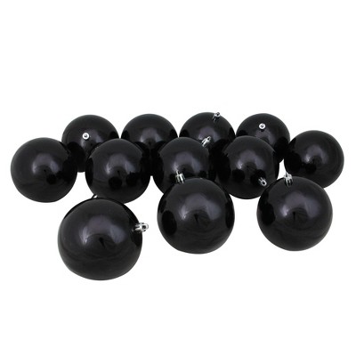 Northlight 12ct Shatterproof Shiny Christmas Ball Ornament Set 4" - Black