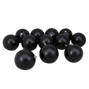 Northlight 12ct Shatterproof Shiny Christmas Ball Ornament Set 4" - Black - 1 of 2