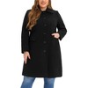 Agnes Orinda Women's Plus Size Peter Pan Collar Single Breasted with Pockets Long Winter Pea Coats - 2 of 4