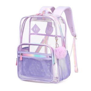Paaaawaters Clear Backpack Heavy Duty PVC Clear School Bag College Work Travel Waterproof Sturdy Beach Backpack - 1 of 4