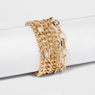 Gold Multi Chain Bracelet Set 5pc - Wild Fable™ Gold