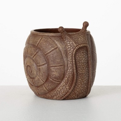 Sullivans 6" Brown Outdoor Snail Planter, Resin