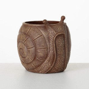 Sullivans 6" Brown Outdoor Snail Planter, Resin - 1 of 4