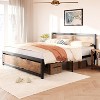 Full Size Bed Frame, Industrial Full Bed Platform, Wooden Headboard, Noise Free Mattress, No Box Spring Needed, Easy Assemble, Rustic Brown - 3 of 4