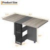 Foldable Dining Table with 6 Wheels,Drop Leaf Design, 2-Layer Storage Shelf, Compact for Small Rooms (Carlo Wood, 47.2" D x 23.6" W x 29.5" H) - 3 of 4